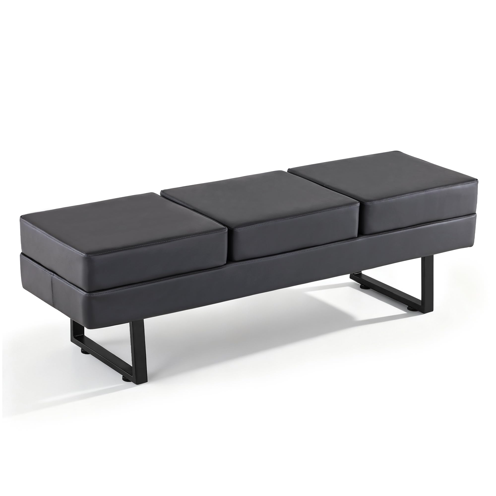 Barberpub Waiting Room Chairs, Heavy Duty Office Guest Reception Bench, Faux Leather Upholstered Lobby Chairs for Salon, Conference Room 7008