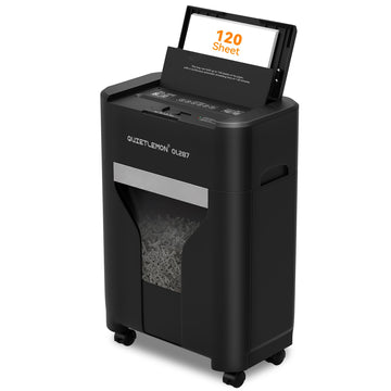 120-Sheet Auto Feed Paper Shredder, 40 Min Non-Stop, Shredders for Home Office Heavy Duty, P-4 Ultra Security Shredder for Home Office, Cross-Cut with Wheels, 5.28 Gal Bin, <63 dB (OL287)