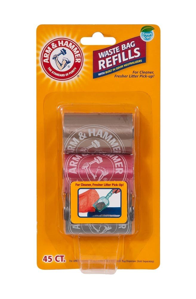 Arm & Hammer 2-in-1 Litter Scoop and Waste Bags Refills, Odor Control with Activated Baking Soda, Fresh Scent, 3 Count