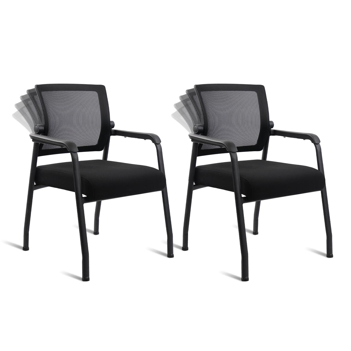 Klasika 2pack Waiting Room Chairs with Wheels, Adjustable Mesh Backrest, Desk Chair with Ergonomic Lumbar Support and Thickened Seats Cushion