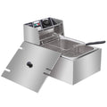 10QT Capacity Electric Deep Fryer With Baskets & Lids, 10L Countertop 304 Stainless Steel Temperature Control Frying Machine, For Home & Commercial 2500W 60Hz 110V