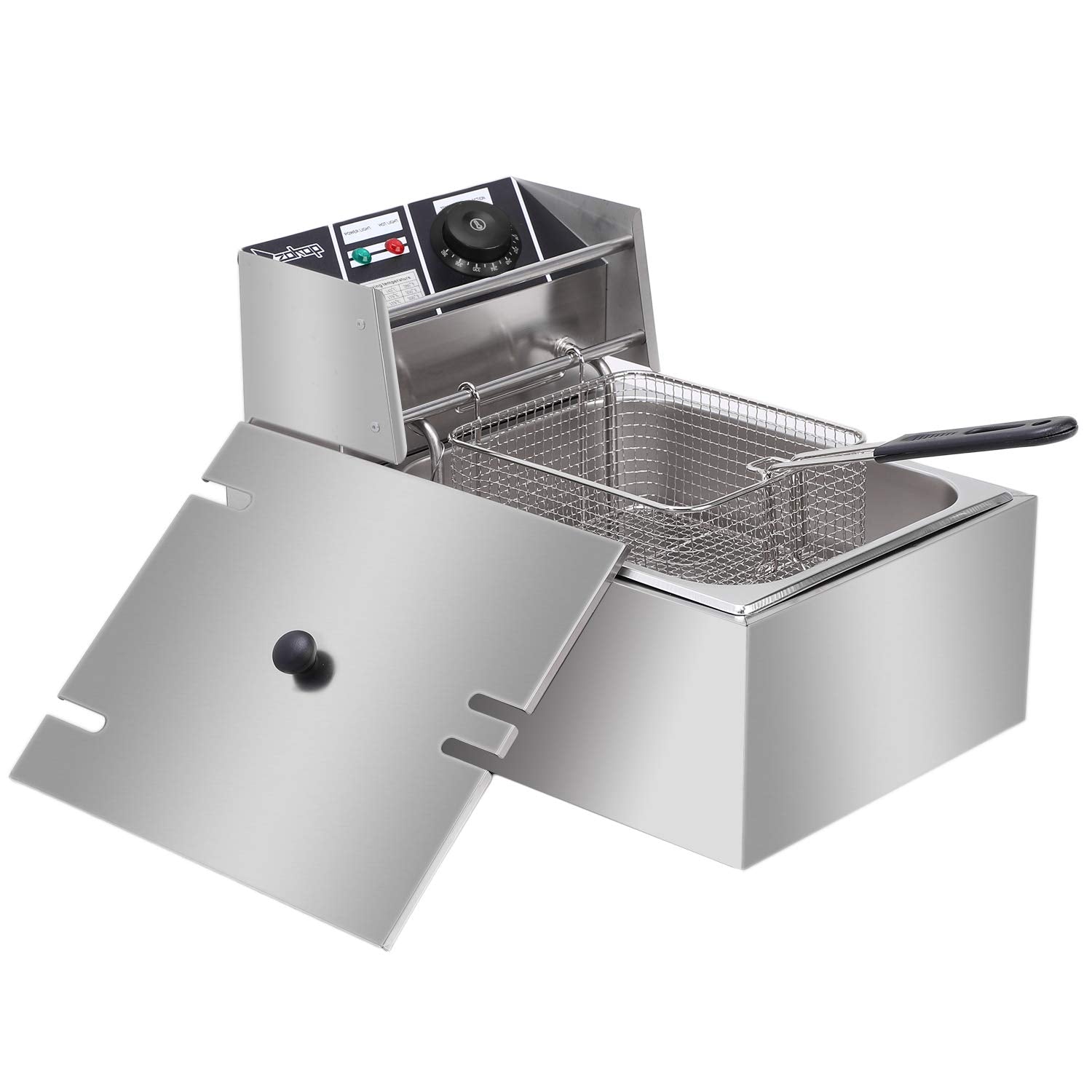 10QT Capacity Electric Deep Fryer With Baskets & Lids, 10L Countertop 304 Stainless Steel Temperature Control Frying Machine, For Home & Commercial 2500W 60Hz 110V