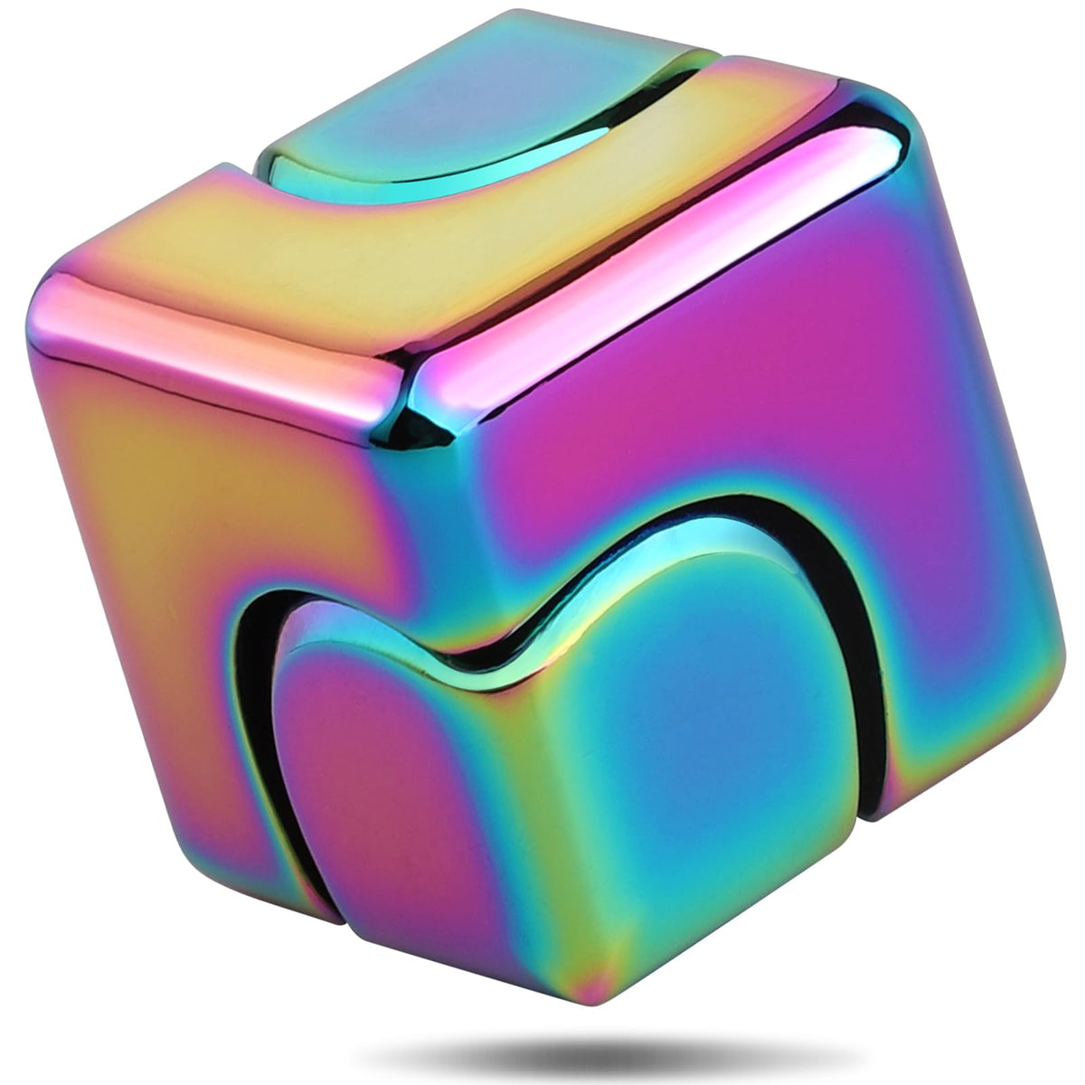 Metal Fidget Spinner Cube for Kid Adult, Alloy Infinity Cube Finger Hand Spinner Transformable Spinning Top Metallic Toys, Cool Fidget Desk Toys for Boys Girls , Christmas Goodie Bag Fillers Gifts
