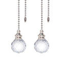 Clear Crystal Prism Ball 30mm 2 Pieces Dazzling Crystal Ceiling Fan Pull Chain Pull Chain Extension with Connector for Ceiling Light Fan