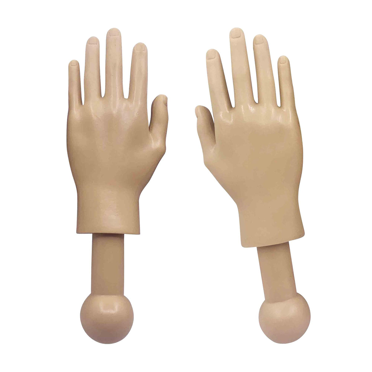Tiny Hands 4.5-Inch Novelty Toys | Beige Left and Right Hands | Plastic Hand Puppets with Holding Sticks | Funny Gag Gifts, Figures for Imaginative Playtime