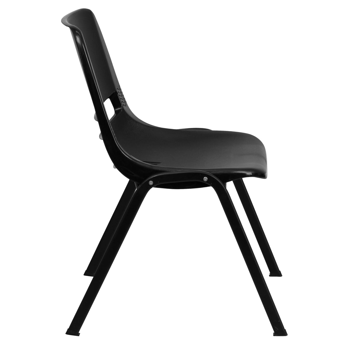 Flash Furniture Hercules Kids 12 in Ergonomic Stack Chair, Black, Pack of 1, Black Plastic/black Frame