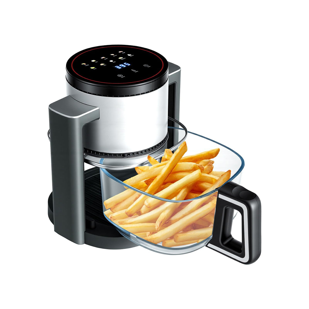 OLIXIS Glass Air Fryer 4.7Qt, Non Toxic Air Fryer with 10 Preset Cook Modes, 395°F Rapid Air Crispy Technology, Roast Bake Dehydrate Reheat, Nonstick & Easy-Clean Basket, 1300W