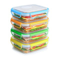 Snap Fresh - 4 Pack of Fun Size Leakproof Sandwich Containers - Reusable, BPA Free Sandwich Boxes. Airtight Seal. Also Great for Salads, Snacks, Fruit, Treats and Food Storage.