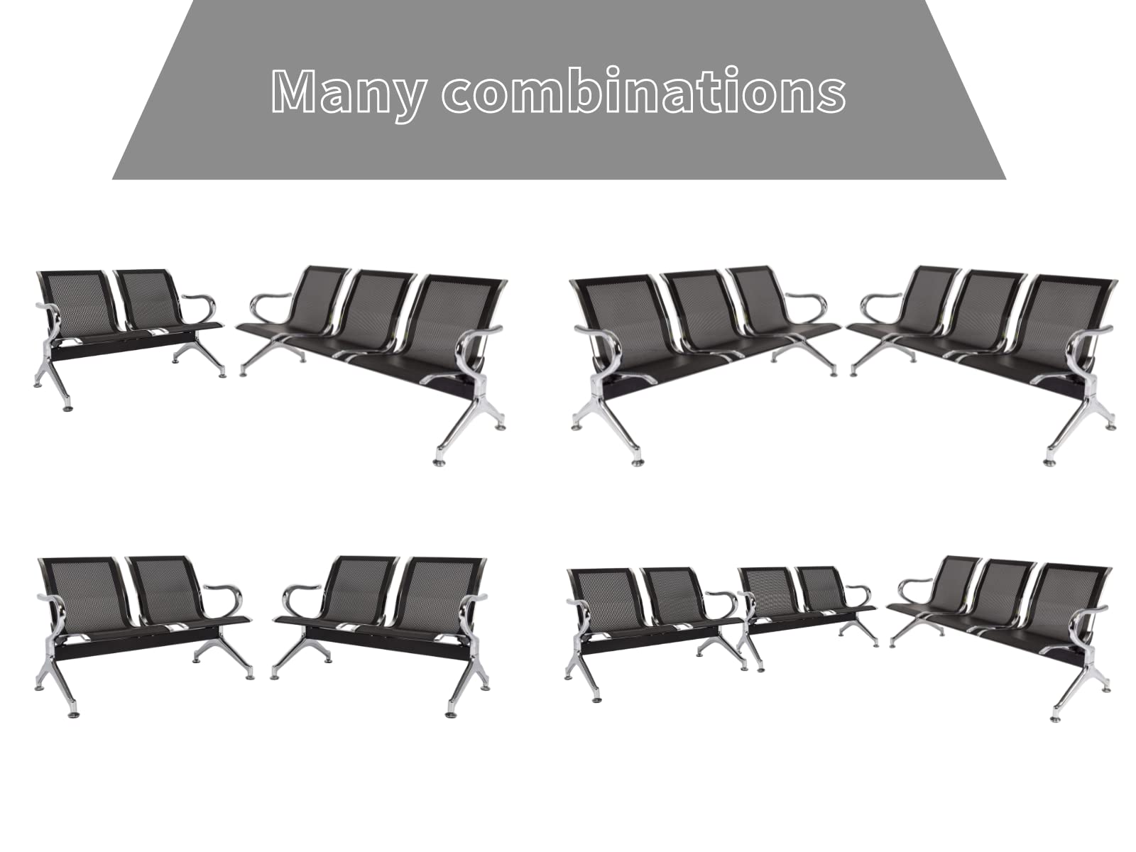 Buenotoys 2-seat Waiting Room Chairs - Waiting Room Bench with Arms Airport Reception Bench Guest Reception Chairs Lobby Bench Waiting Area for