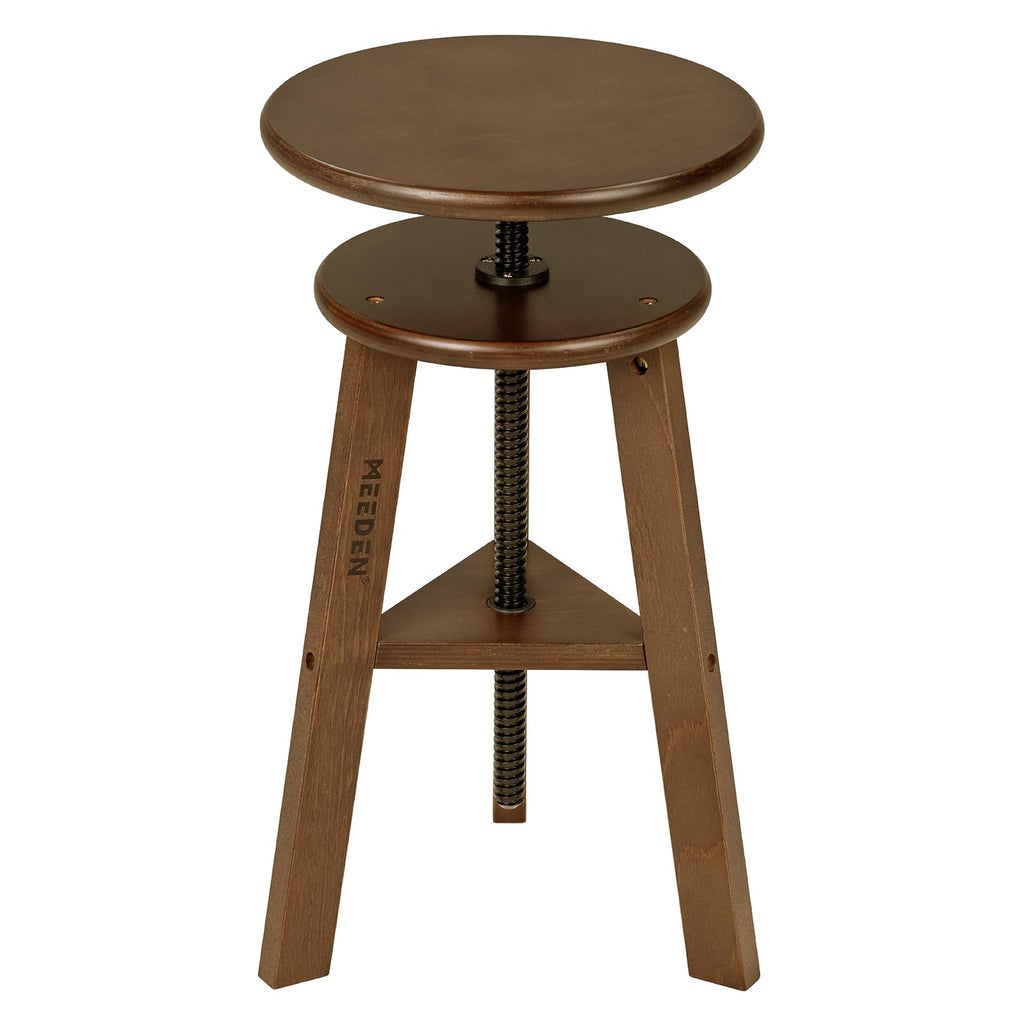 Meeden Walnut Drafting Stool with Solid Beech Wood, Height Adjustable Artist Studio Stool, Bar Stool, Office & Kitchen Stool, Perfect for