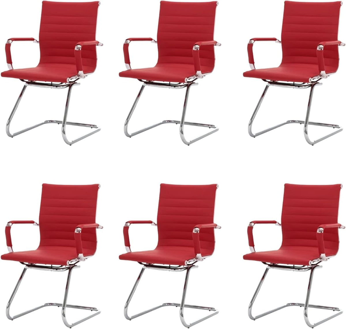 Hny 6-pack Pu Leather Office Guest Chairs, 6 PCS, Burgundy