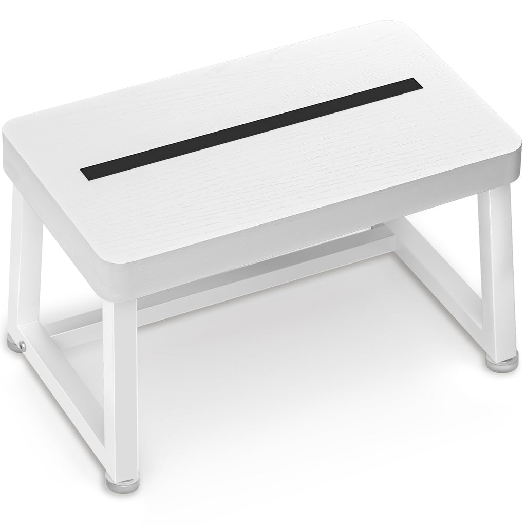 Itsst Wooden Step Stool for Adults Small Bed Step Stool with 500lb, White