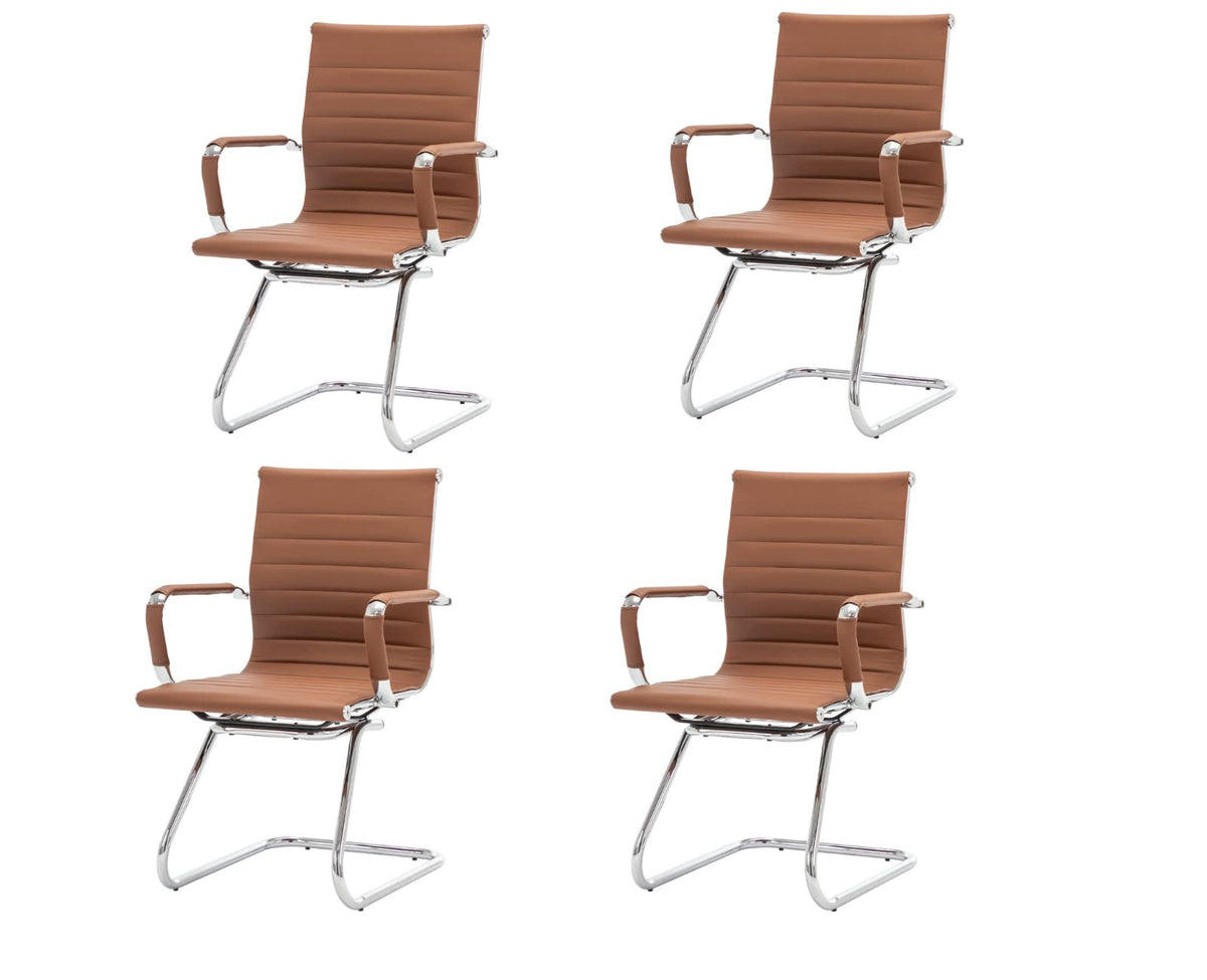 Cimota Waiting Room Chairs Leather Office Guest Chair Mid Back Reception Chairs with Sled Base for Meeting/patient/conference Room, Coffee Set