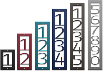 Custom Metal Vertical Address Sign - Personalized Modern House Number Plaque