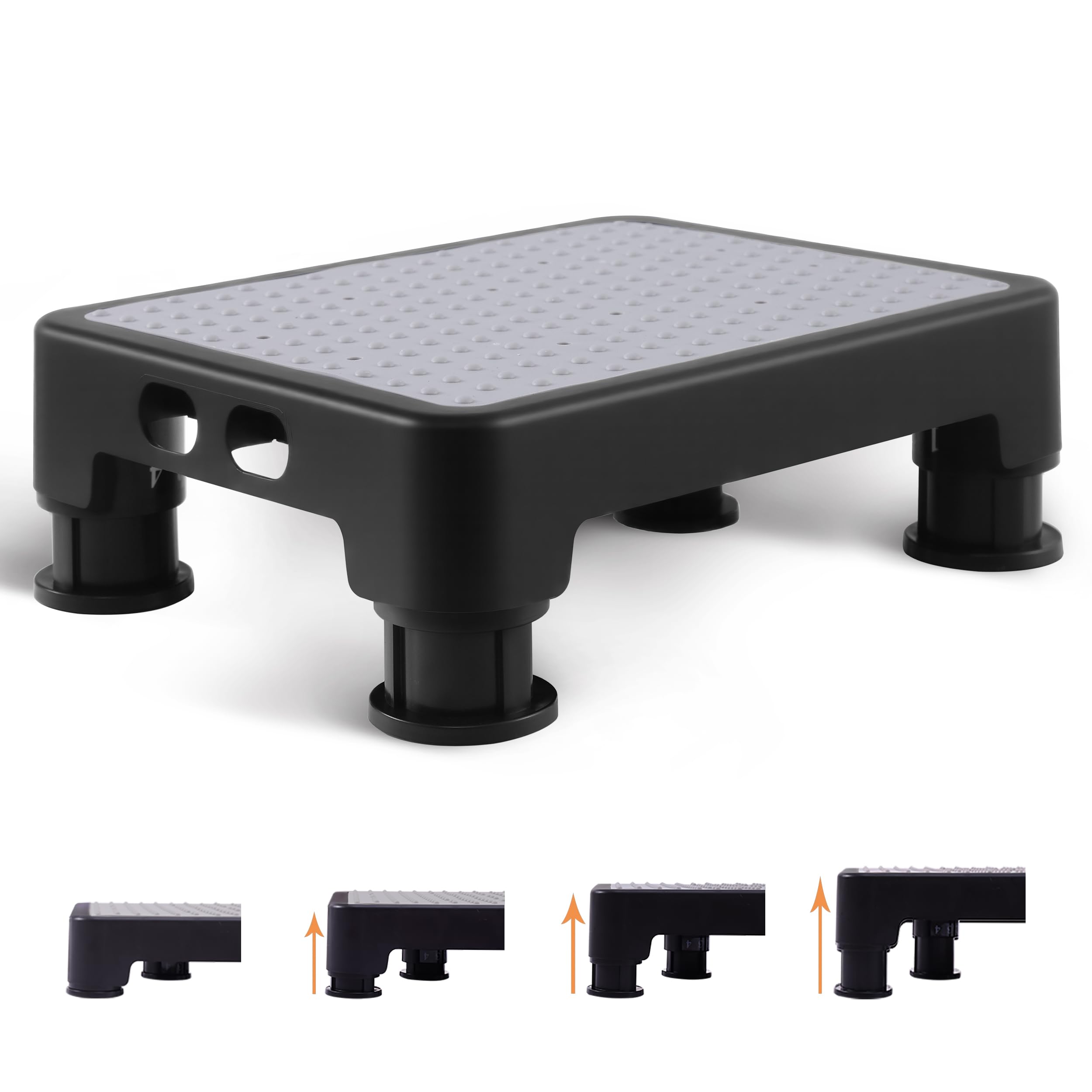 Chikilla Adjustable Step Stool for High Beds and Cars, Heavy Duty Bed Step for Elderly, Non-slip Mobility Platform for Bathtub, Kitchen, Suv, 4