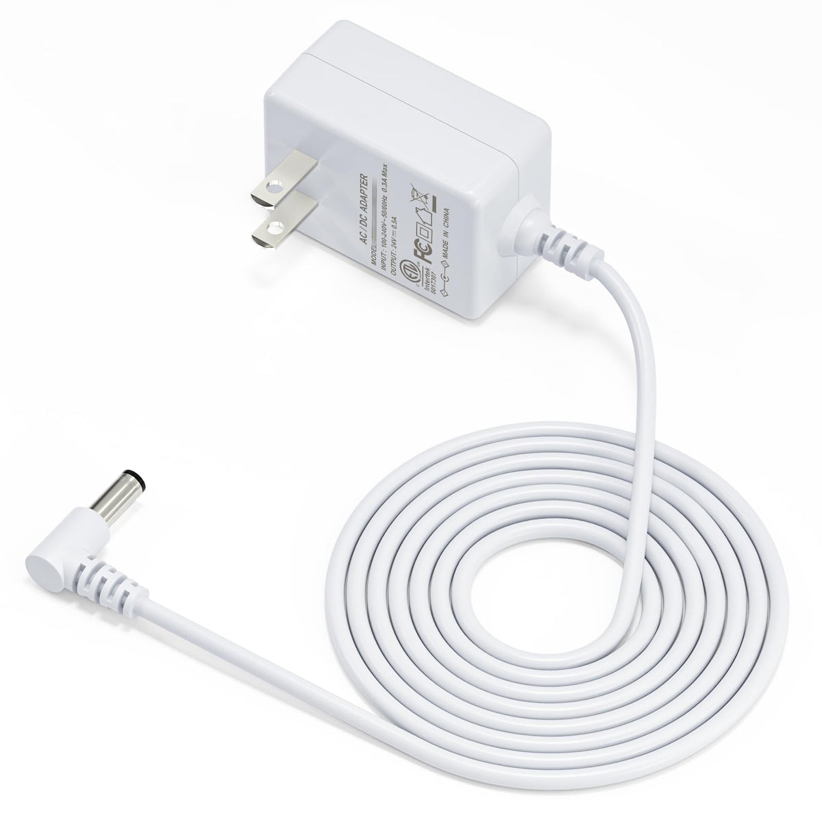 SoulBay [ETL Listed] 24V Diffuser Power Cord for Essential Oil Diffusers Humidifiers 120ml 150ml 200ml 300ml 400ml 500ml Replacement Adaptor, Input 100V-240V Output 24Volt 500mA, White, 5.6 FT