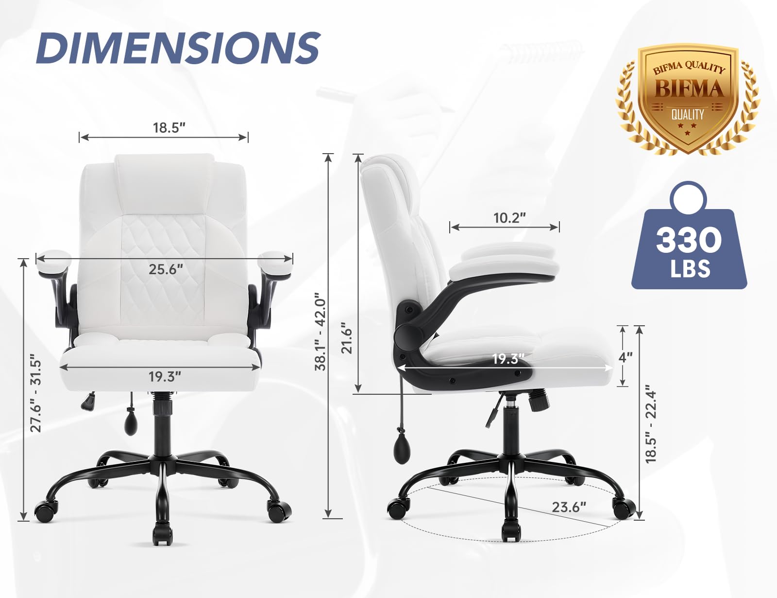 Morkprism Office Chair,executive Computer Desk Chair,white, 25 inches (W) x 25 inches (L) x 40 inches (H)