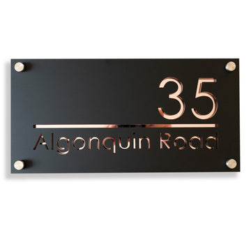 Custom Matte Black Acrylic House Number Sign, Floating Address Plaque