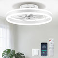Ceiling Fans with Lights and Remote, 20" Low Profile Flush Mount Ceiling Fan, Pre-Assembled Design, Quiet DC Motor, 6 Wind Speeds, Dimmable 2700-6500K LED Light, Modern Ceiling Fan for Bedroom (White)