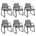Clatina Leather Office Guest Waiting Room Chair with Sled Base, Reception Chair No Wheels with Armrests and Lumber Support, Stationary Desk