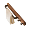 Walnut Color Integrated Hook Towel Rack Solid Wood Single Rod Storage Rack Punch-Free Hook Rack Suitable for Bathroom, Kitchen and Toilet(Walnut Color,18.9in)