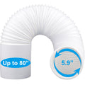 80" Length 5.9 Inch Diameter Portable Air Conditioner Hose Exhaust Vent AC Hose Counter-Clockwise Thread Tube Universal Replacement Compatible with Haier, LG, Delonghi and More
