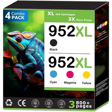 952XL Ink Cartridges Replacements for HP 952 Ink Cartridges Combo Pack (4 Pack), Compatible with HP OfficeJet Pro 7740 8710 8715 8720 8725 8730 Printers, 952 Black and 952 Color (Cyan Magenta Yellow)