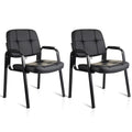 Clatina Waiting Room Guest Chair with Bonded Leather Padded Arm Rest for Office Reception and Conference Desk Black 2 Pack