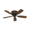 Hunter 42 inch Indoor Ceiling Fan No Light - Bronze Ceiling Fan without Light, Low Profile Flush Mount, 5 Blades, For Bedroom, Living Room, or Kitchen, Pull Chain - Low Profile IV 51061, New Bronze