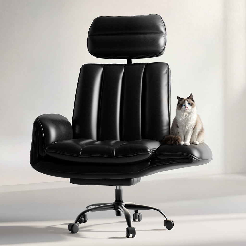 Homrelexa Office Chair with Footrest, Pure White
