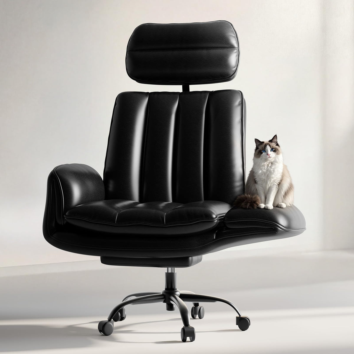 Homrelexa Office Chair with Footrest, Pure White