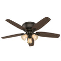 Hunter 52 inch Indoor Ceiling Fan with LED Lights - Bronze Ceiling Fan with Pull Chain, For Bedroom, Living Room, or Kitchen, Low Profile Flush Mount, No Remote, 5 Blades - Builder 53327, New Bronze