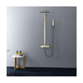 Shower System, Brushed Gold Bathroom Shower Faucet Set Wall Mounted Shower Fixtures 3 Functions Shower Set with Rectangle Rain Shower Head, Handheld Shower Head, Waterfall Tub Spou
