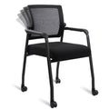 Klasika Waiting Room Chairs with Wheels, Adjustable Mesh Backrest, Desk Chair with Ergonomic Lumbar Support and Thickened Seats Cushion, Black