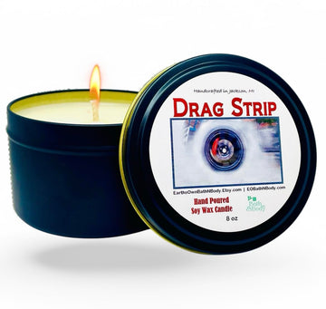 Drag Strip Smoke Soy Wax Candle | Hand Poured | Gift for Him | Gift for Her | Gift Box | 8 oz Tin