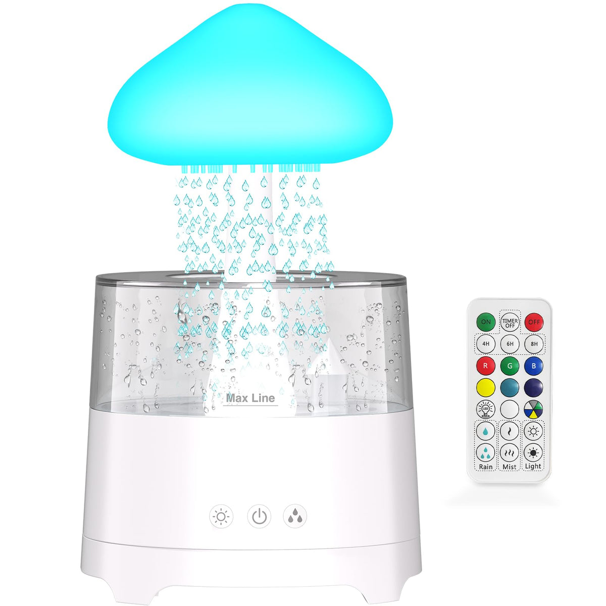 Diffuserlove Rain Diffuser Cloud Humidifier 450ML Diffuser Water Drip Waterfall Lamp Mushroom Humidifier (Size: 6.54''x10.5'')