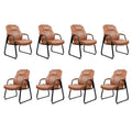 Clatina Big and Tall Office Chair Set of 8 500lbs Leather Reception Chair with Bonded Padded Armrest Wide Seat Sled Base Desk Chair No Wheels