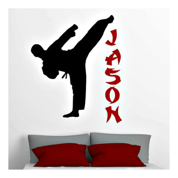 Personalized Karate Boy Wall Decal, Martial Arts Bedroom Decor