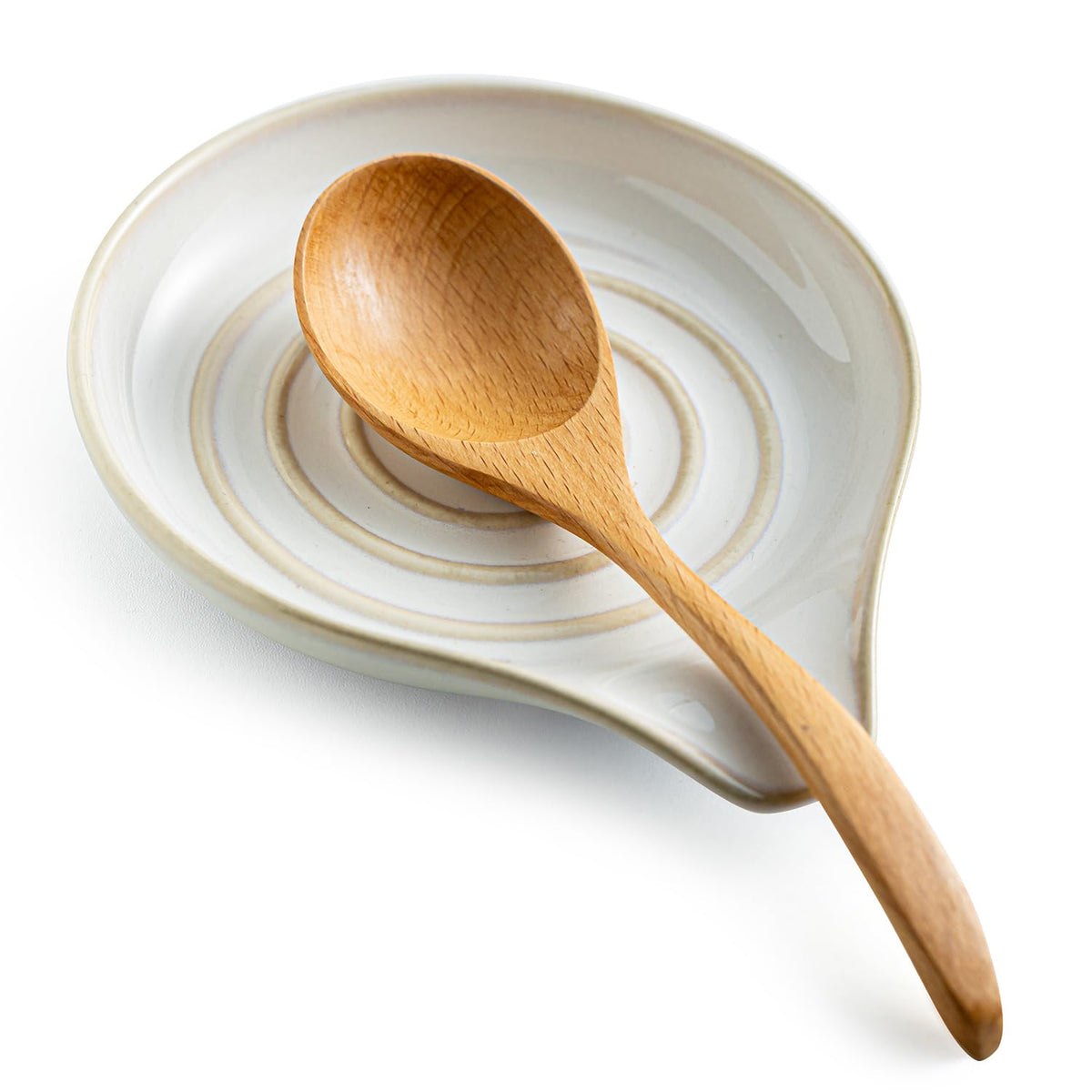 Spoon Rest, Large Ceramic Spoon Holder for Kitchen Counter Spatula Rest Heat-Resistant Spoon Rest for Stove Top Cooking Utensil Holder, Farmhouse Kitchen Décor for Father's Day, Cream, 5 Inch