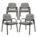 Clatina Waiting Room Guest Chair with Bonded Leather Padded Arm Rest for Office Reception and Conference Desk(grey 4 Pack)
