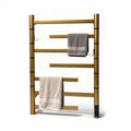 Heated Towel Rack Radiator, Electric Heated Towel Warmer Rack, 85W Gold Wall Mounted/Double Side Rotating Towel Warmer, 304 Stainless Steel Towel Heater Rack with Built-in Timer Plug in