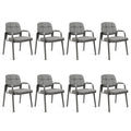 Clatina Leather Office Guest Waiting Room Chair Sets of 8, Reception Chair No Wheels with Armrests and Lumber Support, Stationary Desk Armchair