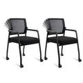 Klasika Waiting Room Chairs with Wheels, Adjustable Mesh Backrest, Desk Chair with Ergonomic Lumbar Support and Thickened Seats Cushion, 2 Pack