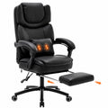 Chairker Big and Tall Massage Heat Office Chair for Executive Gaming People, Black Leather-2
