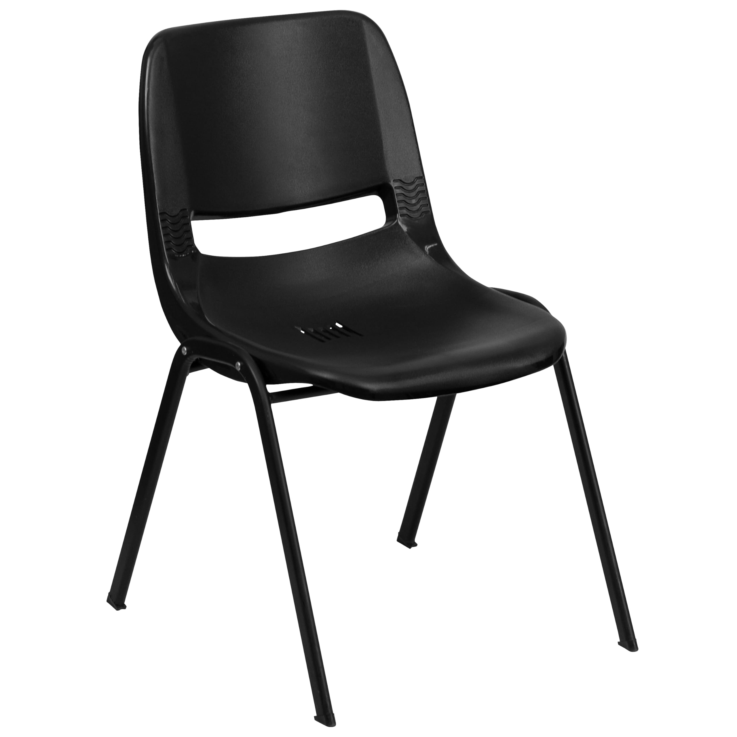 Flash Furniture Hercules Kids 12 in Ergonomic Stack Chair, Black, Pack of 1, Black Plastic/black Frame