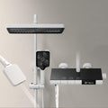 Shower System with Digital Display, Shower Faucet Set, Triple Function Bathroom Shower Fixtures, Brass Bathtub Faucet with Rain Shower Head And 4-Modes Hand Shower (White)