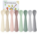 8-Piece Silicone Baby Spoons - Infant Spoons First Stage Self Feeding Baby Led Weaning Supplies Toddler Training Utensils Soft Chewable-Tip BPA-Free Dishwasher Safe Boil-proof