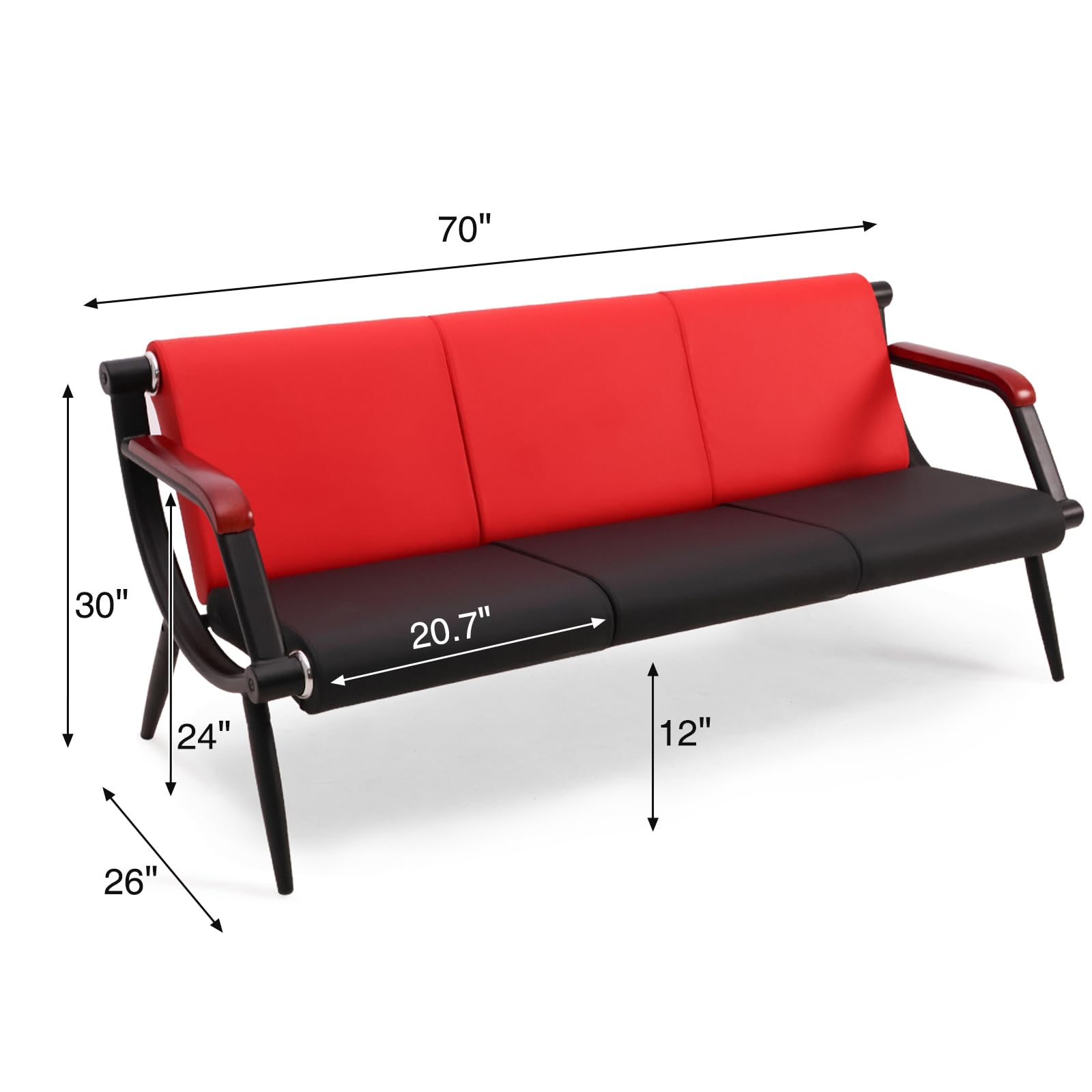 Wonline Waiting Room Bench, Office Furniture Reception Chairs with Arms, Leather Chairs Is Suitable for