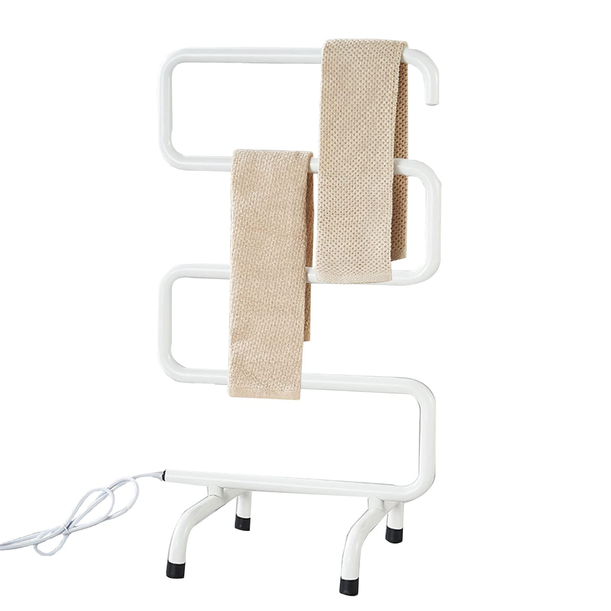 Portable Freestanding Electric Heated Towel Rack, White Towel Warmer Drying Rack with 5 Bars, Home Bathroom Aluminum Alloy Heated Towel Rail Radiator, 920X560x300mm