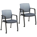 Clatina Mesh Back Guest Reception Arm Chairs with Wheels, Waiting Room Chairs with Upholstered Fabric Seat and Ergonomic Lumbar Support for